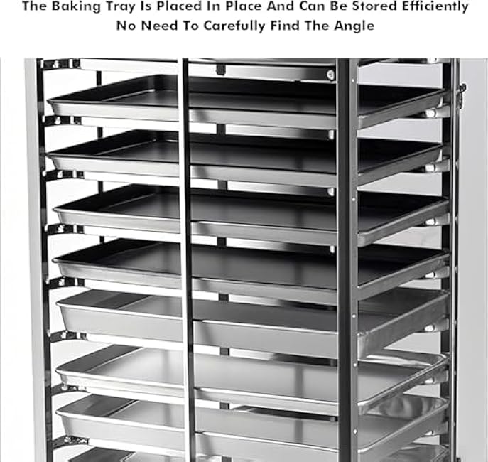12-Tier Stainless Steel Bakery Bun Pan Rack with Wheels, Heavy Duty Cooling & Storage Cart for Commercial Kitchens ()-OtFj3FjO