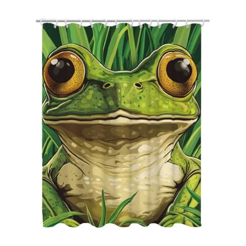Rideau de douche vert imperméable en tissu lavable pour douche et baignoire