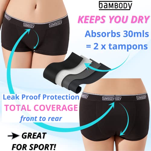 Bambody Absorbent Boy Short: Period Protection Underwear For Women And Teens - Single Pack: Black - Medium #TOP1
