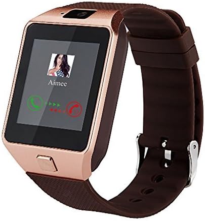 Dz09 Bluetooth Smart Watch All in one, Beaulyn Unlocked Watch Cell Phone, Bluetooth wach for iOS and Android Phones TCL, ZTE,Sony, LG.for Mens and Women (Gold-Brown)