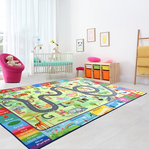 Tapete Terrug para niños educativo 5x7 pies verde miniatura 4
