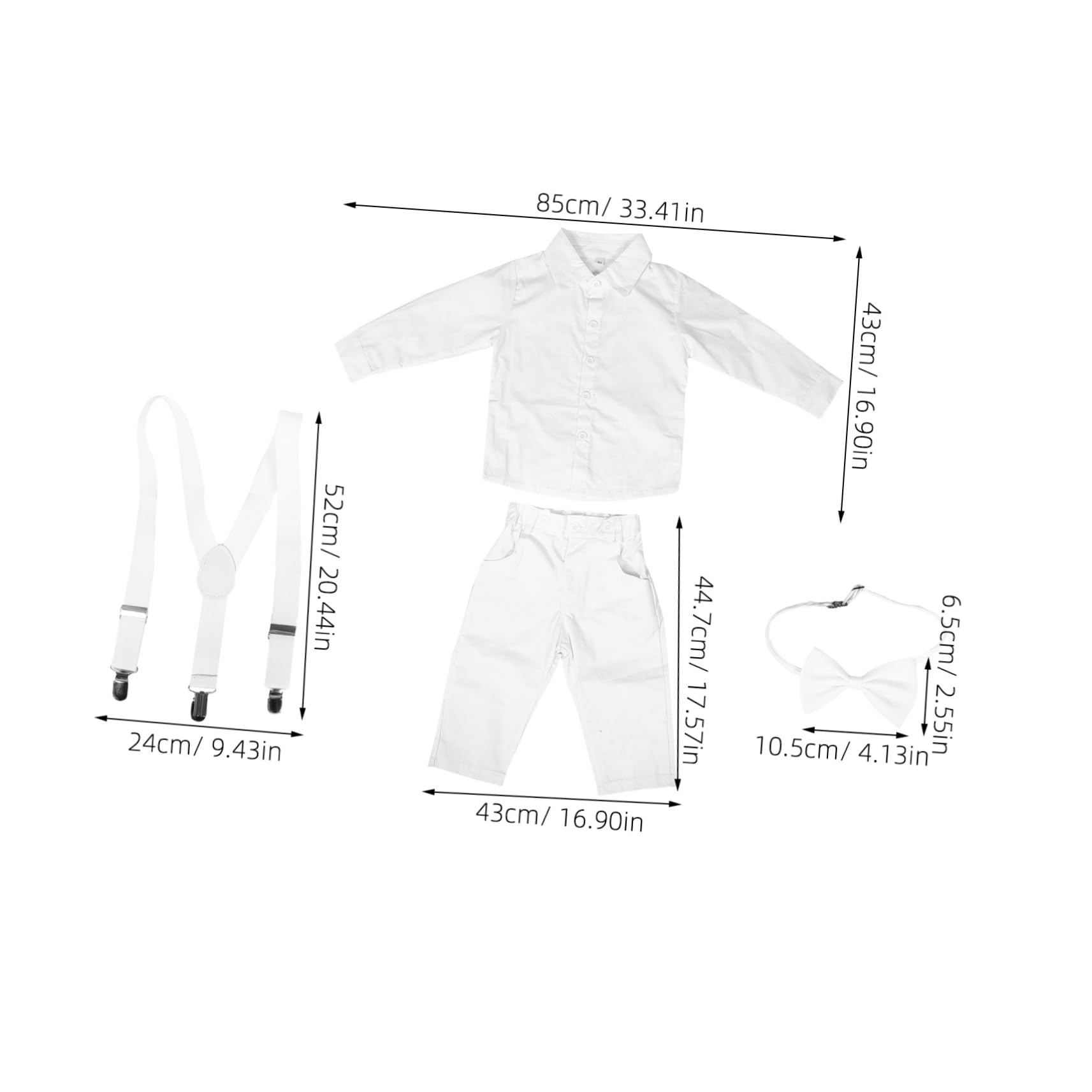 FRCOLOR de Manga Larga con Pajarita y Tirantes Pantalones para Eventos y Bodas