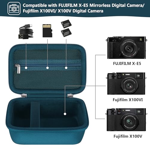 Supmay Hard Travel Case for FUJIFILM X-E5 / X100VI / X100V Digital Camera, Digital Camera Storage Case With Mesh Pocket for Batteries, SD Card, USB Cable, Blue by Supmay - Image 2