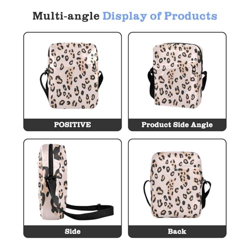 messenger bag mens shoulder bag Casual Purse Cross Body Adjustable Strap for Shopping Shopping- Beige Leopard4