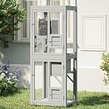 YADSUNY 64 Inch Catio Outdoor Cat Enclosure, Large Cat House for Outdoor Cats with Updated Framework Structure, Windows and Wheels, Outside Cat Patio Cattery Weatherproof for Multiple Cats, Grey