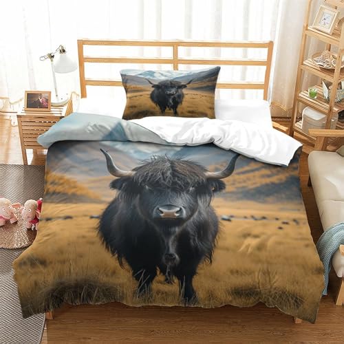 Housse de couette 3D 135x200 super douce imprimé vache écossaise - 4