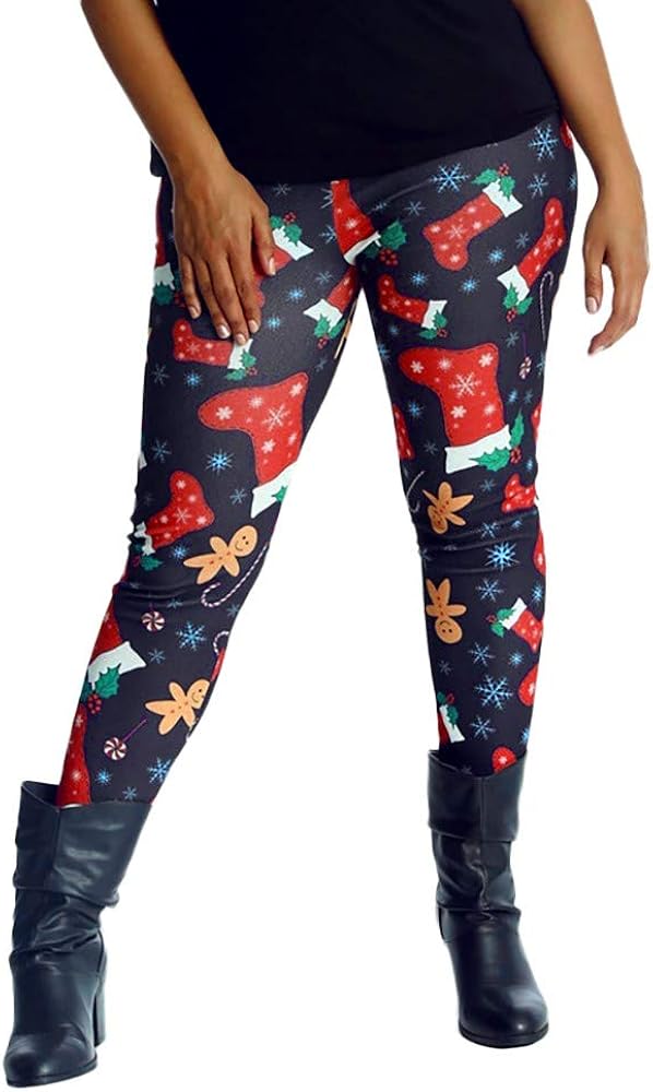Yvelands Mujer Papá Noel Imprimir Leggings elásticos ...