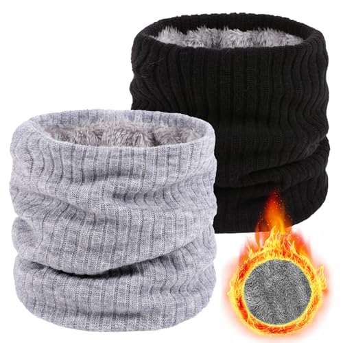 Image of Winter Fleece Neck Warmer Mens Ski Mask Face Warmer Neck Gaiter Neck Scarf Women Thick Windproof 2 Pack