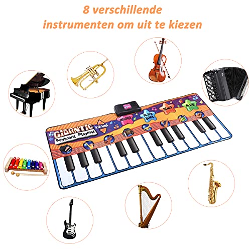 COSTWAY Kids Pianomat 180 x 75 cm, Touch Play Vloermat, 24 Toetsen Elektrische Piano Speelmat, Opvouwbare… - Image 6