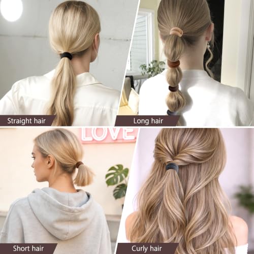 Image of Bessrung 100PCS Brown Seamless Elastic Hair Ties No Damage for Women Girls | Soft Stretch Hair Elastics, Snag-Free Hair Bands for Thick Thin Hair, Strong All-Day Hold, Hair Accessories for Everyday Use