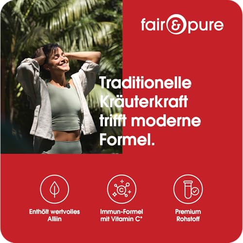 Fair & Pure Knoblauch Kapseln mit Mistel, Weißdorn und Vitamin C, 180 Stück, schluckfreundlich, veganes Nahrungsergänzungsmittel ohne Zusätze, in Deutschland hergestellt