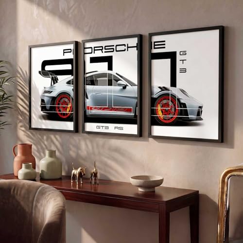 Image of kotart Big Sports Car Framed Posters Gift Items for Boys Room Wall Decoration Bedroom Living Room Office Studio Decor | Car Poster Frame for Wall Decor Set Of 3 Size (19 X 25 inch)