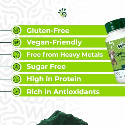 Image of Spirulina Powder for Dogs & Cats, Plant-Based Microalgae Food Topper, Nutrient-Dense Pet Supplement for Daily Wellness + Skin & Coat Support, 3 oz