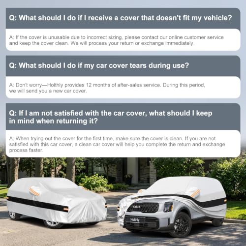 Image of 10 Layers SUV Car Cover Custom Fit for Kia Telluride (2016-2026), Waterproof All Weather for Automobiles, Outdoor Full Cover Sun Dust Rain Protection with Cotton. Silver