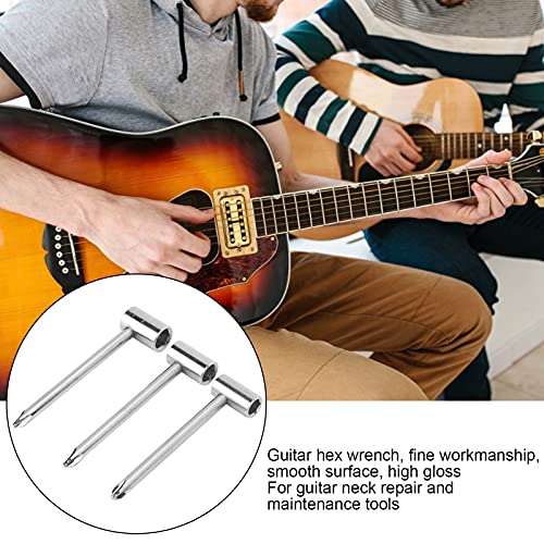 Yosoo Health Gear Clés De Réglage Pour Manche De Guitare, 6,35 Mm/7 Mm/8 Mm, Lot De 3, Clé à Tige De Guitare, Argent