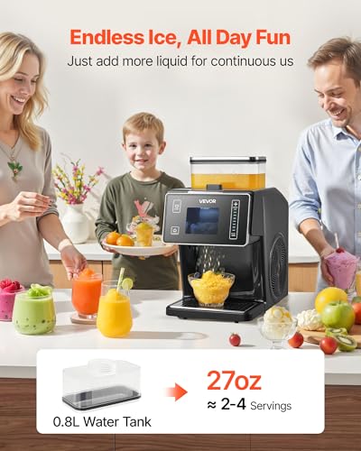 Image of VEVOR Snowflake Ice Machine, 44LBS /24H Snowflake Ice Maker, Ice Shaver Machine with Stainless Steel Blade, Electric Snow Cone Maker with 0.2 Gal Tank, 60S Fast Pre-Cooling, for Home & Small Gatherings