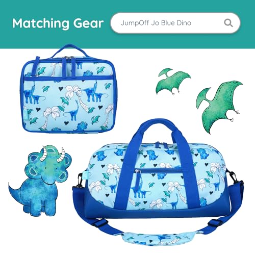 Image of Wildkin JumpOff Jo 15-inch Kids Backpack - Durable, Adjustable, Ideal for School - Blue Dino