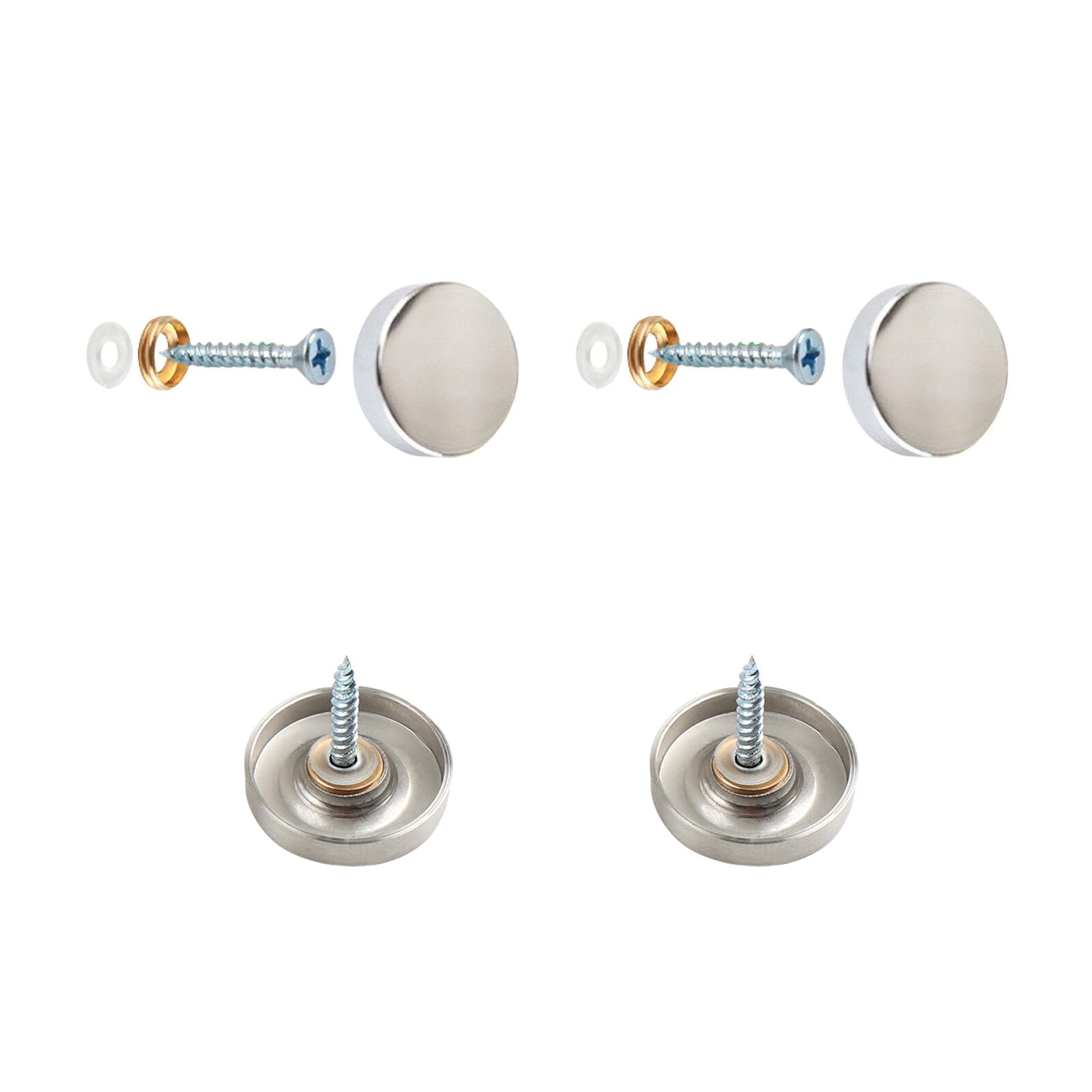 4 Sets Mirror Screws, 18mm Mirror Nails with Decorative Caps, Copper Mirror Covers with Washers for Tables Bath Plates