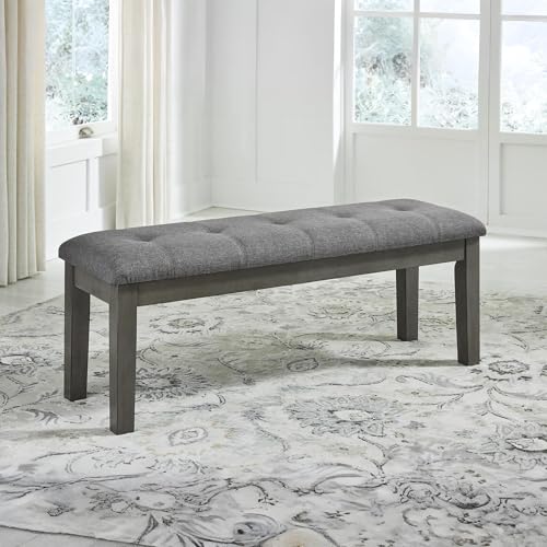 Image of Signature Design by Ashley Hallanden Rustic Tufted Upholstered Dining Room Bench, Gray
