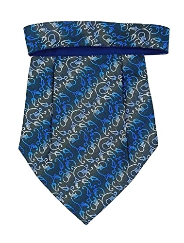 Image of formal cravat set for men with pocket square Men's Cravat Necktie, Self Design Microfiber Dark Multi color Free Size