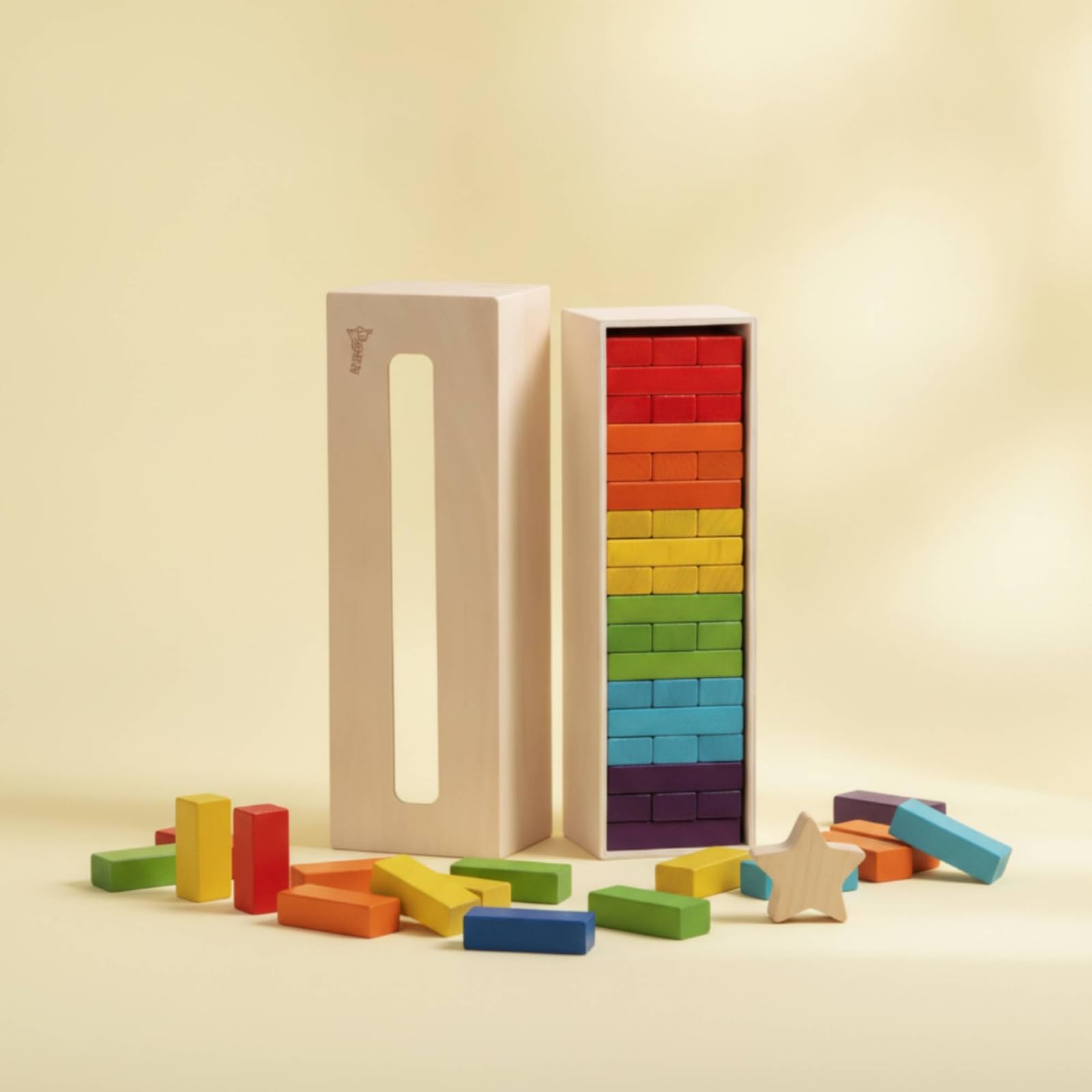 Colcolo Blocs Empilables Enfant Jeu de Construction Bloc Empilement Tour Équilibre Jeu de Société en Bois Hêtre Surface Lisse, Array, Bois Naturel, Empilement en Bois Naturel WZMM