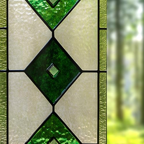 Image of Nuxovilar Green Diamond Window Film, 17.7x39.4inch | Gradient Diamond Pattern Static Cling for Home & Decor (Sparkle)