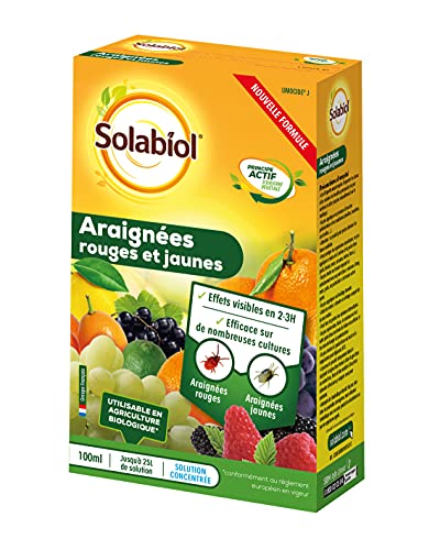 SOLABIOL Anti Araignées Rouges & Jaunes - 100ml - 25L De Solution - Action Rapide - Effets Visibles En 3h - Efficace Sur Plusieurs Cultures - Utilisable En...