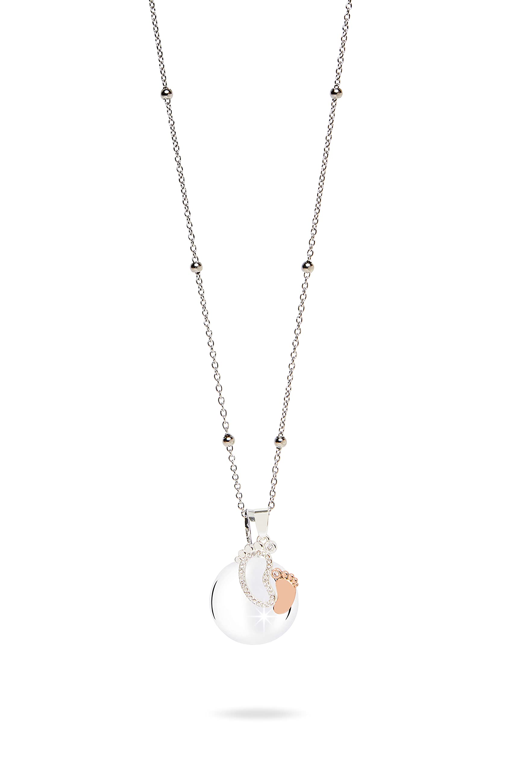 MAMIJUX Chiama Angeli Piedini Mamma Idea Regalo Gravidanza Collana Donna Richiamo degli Angeli Catenina Acciaio