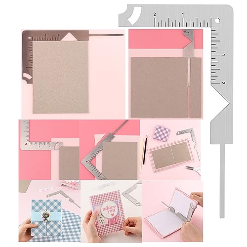 OTCRAFT 5-in-1 boekomslag gids om stevige spaanplaathoezen te maken, boekbindende liniaal, roestvrij staal metalen boekbinden cover tool, scrapbooking tools kunst ambachten, Scrapbook Cover Maker