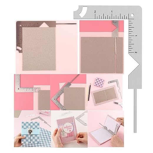 2Pcs/Set,Book Cover Guide,5-in-1 Stainless Steel Metal Bookbinding Cover Tool for Making Book Cover Creating Book or Album Covers Out of Chipboard Makes Creating Covers Out of Chipboard Simple