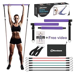 Portable Pilates Bar Exercise Kit-Stackable 3 Pairs of Resistance Bands (15, 20, 30LB) – Home Gym Equipment for Men and…