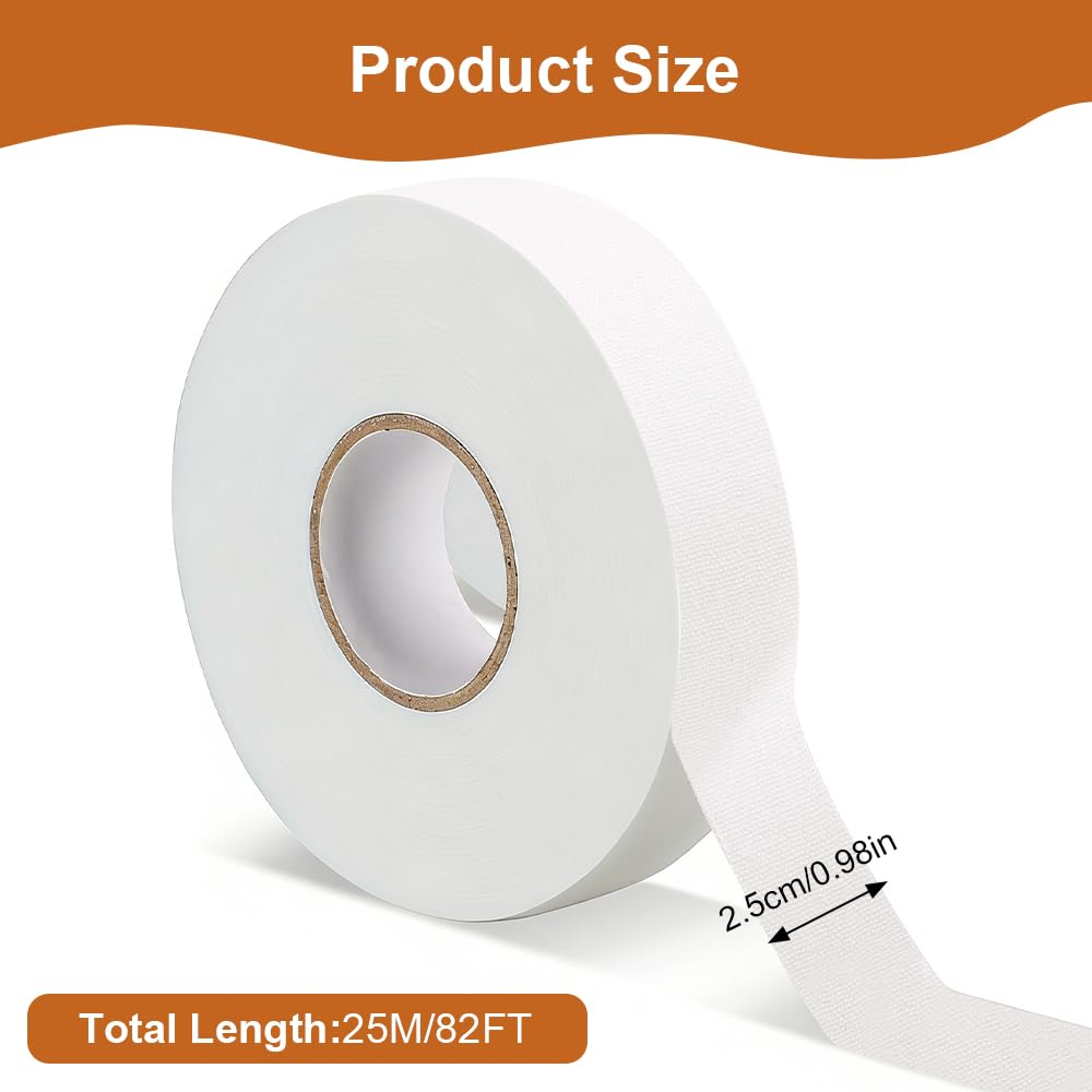 25 m x 25 mm Ruban de Tissu de Hockey, Antidérapant Tape Hockey, Autocollant Bande Raquette Badminton, Imperméable Grip Tape pour Clubs de Golf, Raquettes de Tennis, Ruban Adhésif pour le Hockey