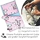PinkZebra 3-teilig Puppenbettwäsche für Puppenbett, Decke + Kissen + Matratze, Puppenbettzeug mit Matratze, Bettwäsche aus Baumwolle für Puppen bis 48 cm, Pandabär Rosa