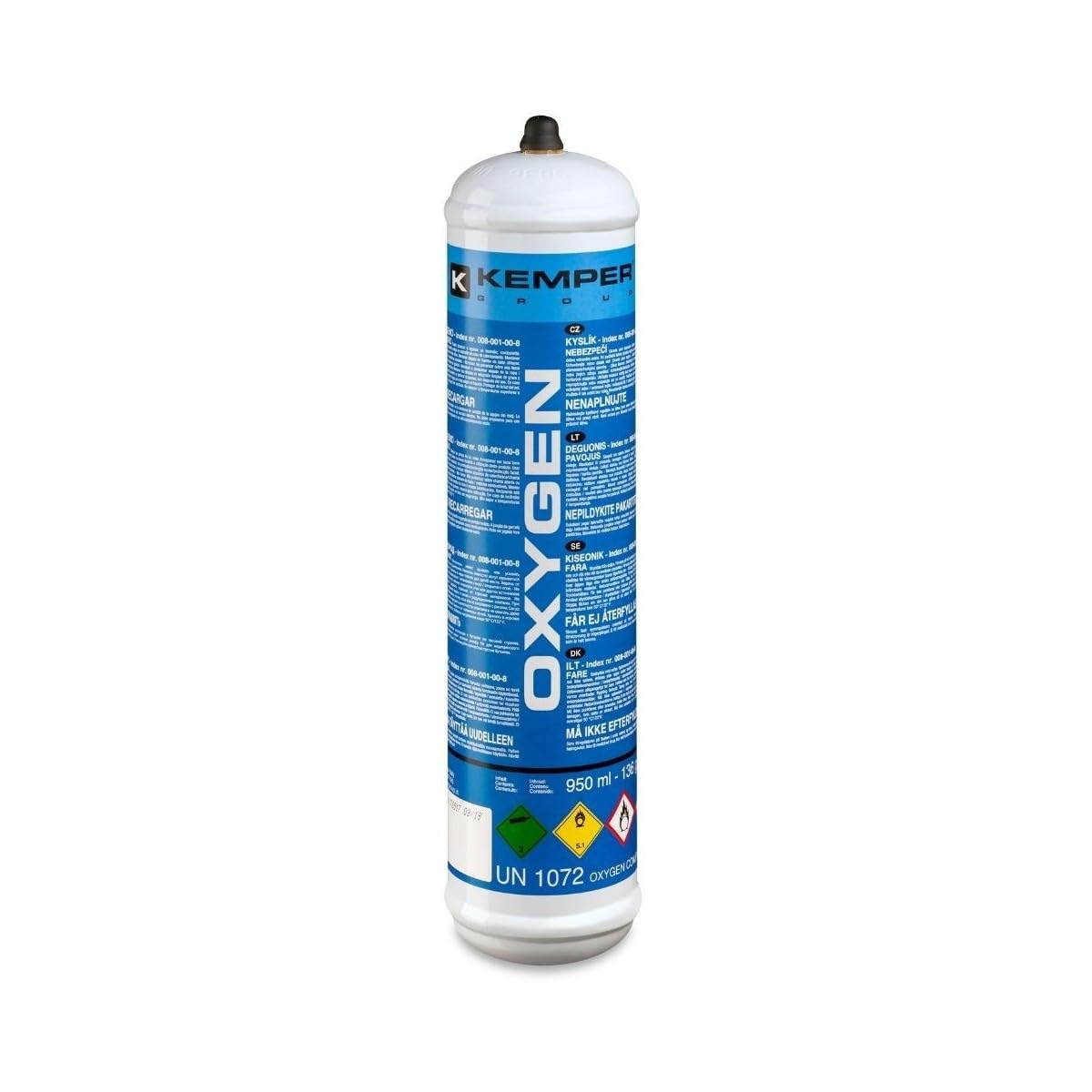 KEMPER - Bottiglia di ossigeno 110 bar Pack x 3 Connessione M10 Saldatura bi-gas monouso 110 litri