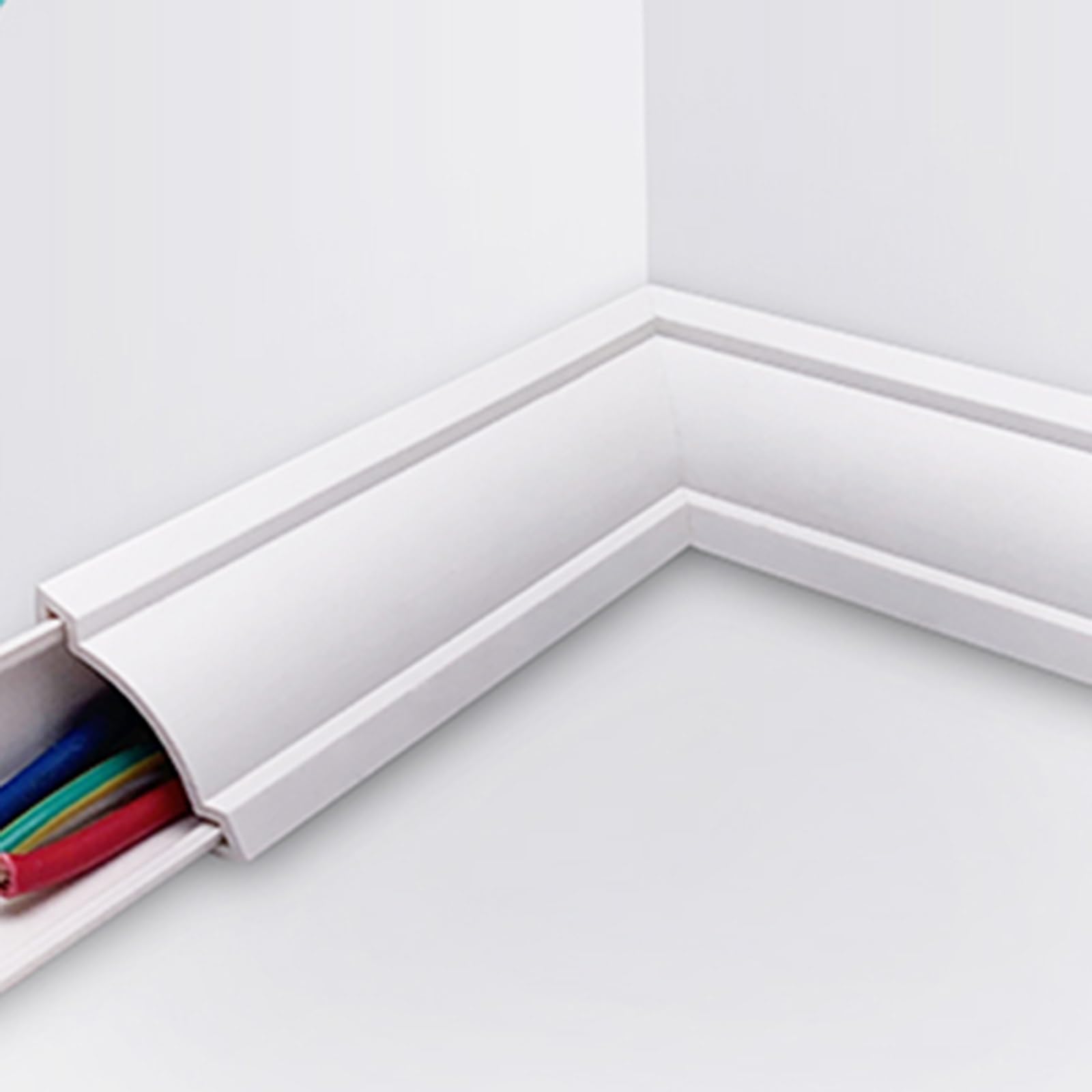 Canaleta Cuarto Redondo Pasacables Blanco, Cubierta De Cable De Suelo Protector De Cable De Alta Resistencia, Ocultador De Cable para TV Montado En La Pared(8 Pack)