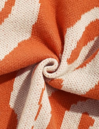 ZAFUL Mens Y2K Aesthetic Graphic Casual Sweater Jumper Pullover Long Sleeve Crewneck Sweaters Top Orange S3