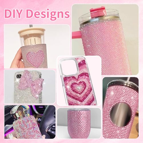 Image of 16000 Pcs Resin Rhinestones for Crafting, Flatback Light Pink Gems Jelly Rhinestones, Mixed Sizes Pink Bedazzling Crystal with Pickup Tool for DIY Crafts Clothing Tumblers Mugs Shoes Fabric Nail Art