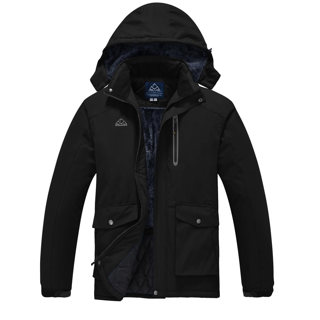donhobo Herren Skijacke Warm Gefüttert Fleecejacke Winterjacke Verdickt Windjacke Männer Wanderjacke Softshell Jacke Outdoor Funktionsjacke mit Abnehmbarer Kapuze