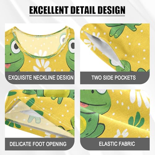 senya Short Sleeve Pajamas Sets Summer Cotton Sleepwear Frogs on Yellow Background4