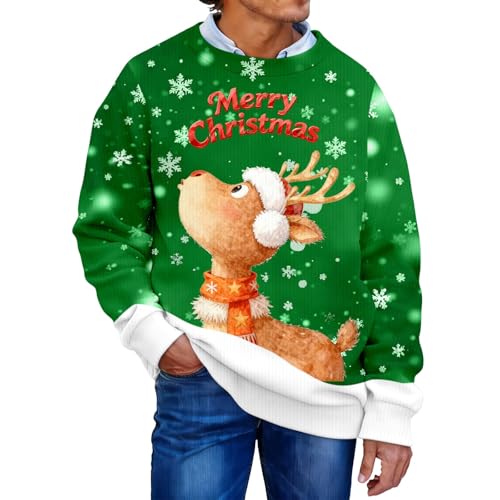 Estampado navideño hombre en sudaderas y suéter de punto con forro polar cálido