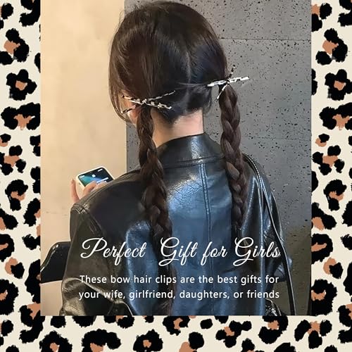 Set de 5 pinzas para cabello con moño y diseño leopardo miniatura 7