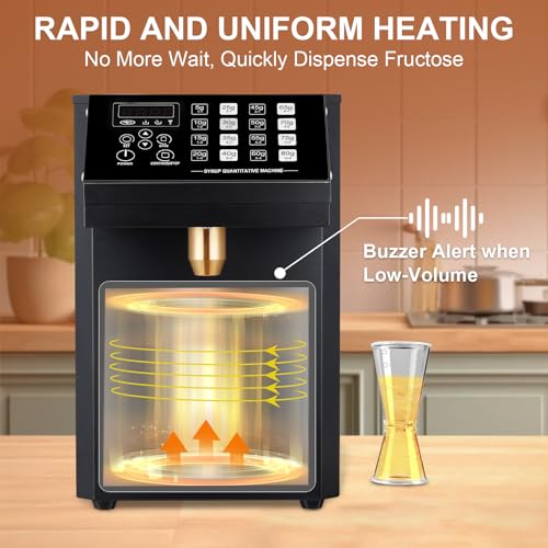 Image of Automatic Fructose Dispenser: [No-Drip Nozzle][NO.1 Smart Control Chip] [1S Fast Dispensing] 8.45QT Stainless Steel Commercial Fructose Dispenser for Bubble Tea Equipment (Black)