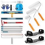 Bodenbeschichtung Set, Selbstnivellierende Ausgleichsmasse Werkzeuge mit Stachelwalzen 48+23 cm, Rakel, Nagelschuhen & Teleskopstiel für Epoxidharz und Bodenversiegelung