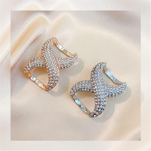 Image of Rhinestone Infinity Silk Scarf Ring Brooch for Women Fashion Crystal X Chain Shawl Scarves Buckle Clip Brooches Dainty Dress Accessories Wedding Birthday Jewelry Gift