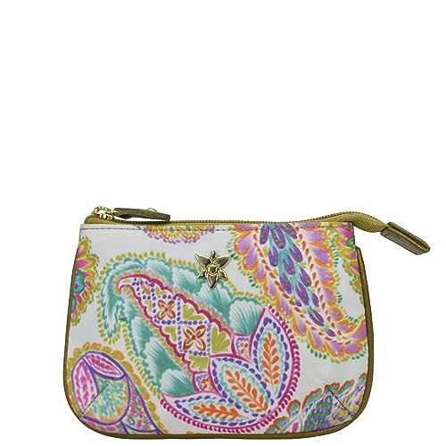 Image of Anuschka Zip Travel Pouch - Wanderlust Collection - Nylon Fabric with Genuine Leather Trim and Artwork Print