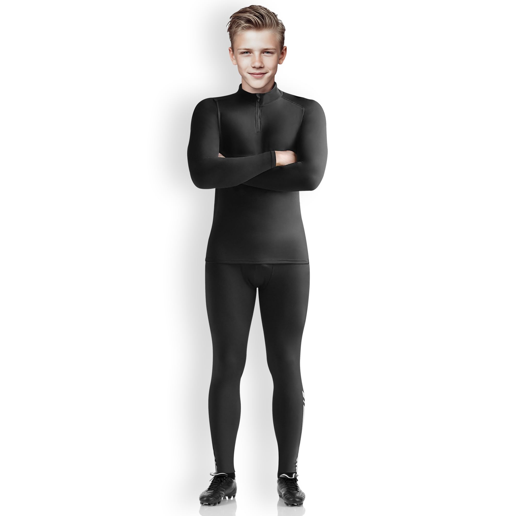 Skins for Boys Ensemble haut à manches longues et collants de compression pour enfants de 4 à 16 ans