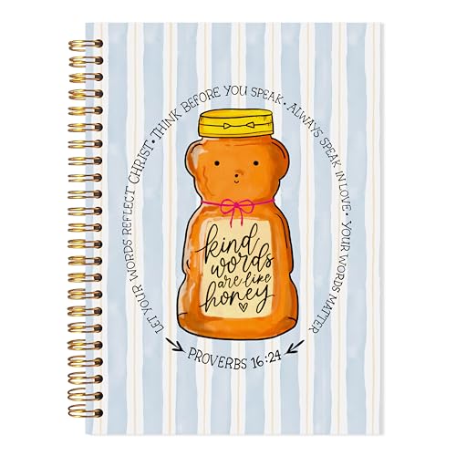 Carnet de notes chrétien Ours Miel - Journal de prière à spirales pour femme 14x21 cm