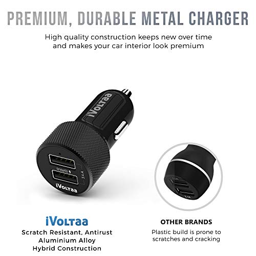 Image of iVoltaa Intelli Charge Dual USB 3.4A Smart Car Charger for All Smartphones with Type-C Charging Cable