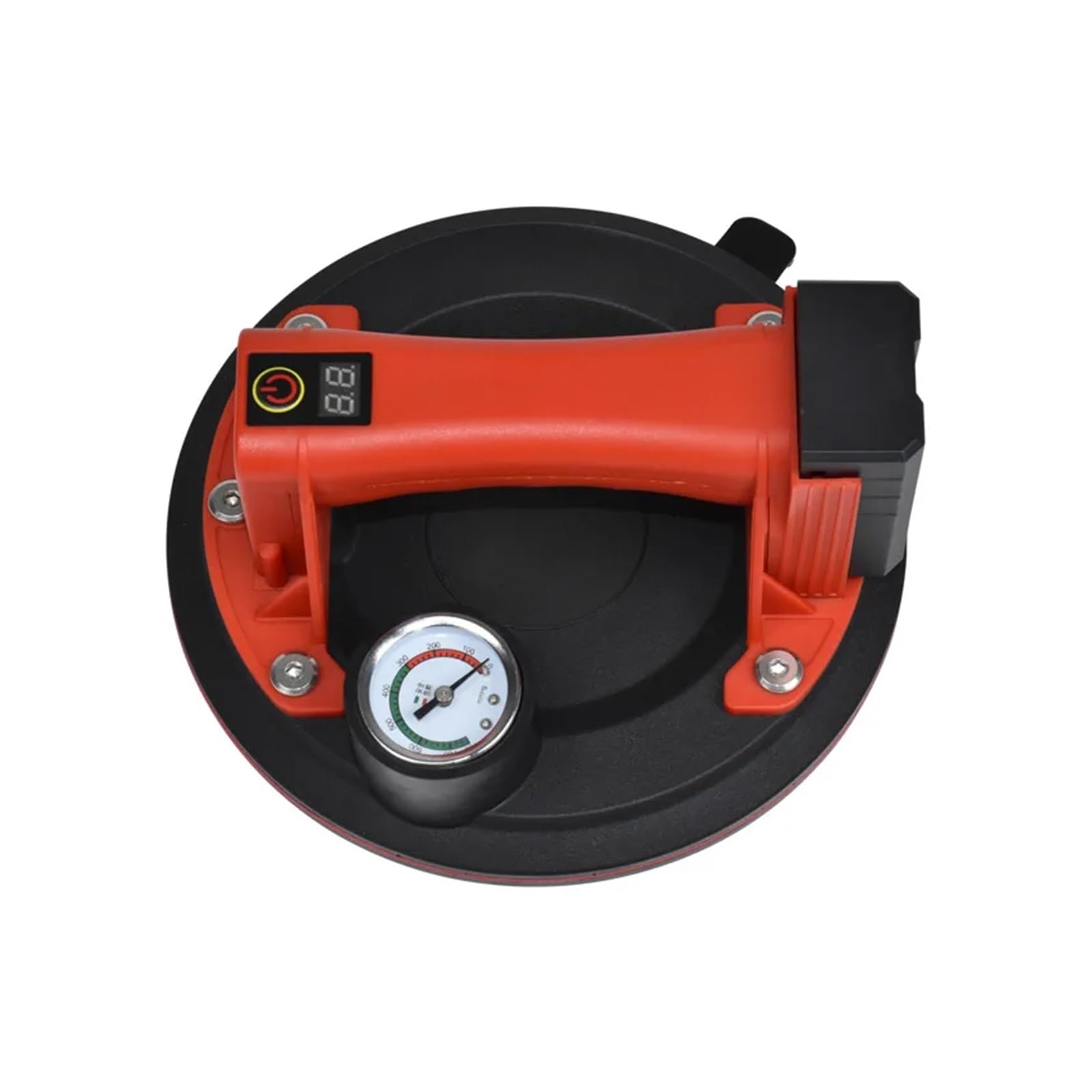 Ventosa de vidrio al vacío eléctrica de 8 pulgadas con reposición automática de aire y manómetro, chasis de goma de doble capa(Rot)