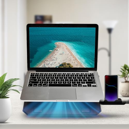 Amazon Basics USB Powered Laptop Cooling Pad | 6 Fans | RGB Lights | 5 Adjustable Heights with Stand | Phone Holder | Upto 17" Laptops - Image 5